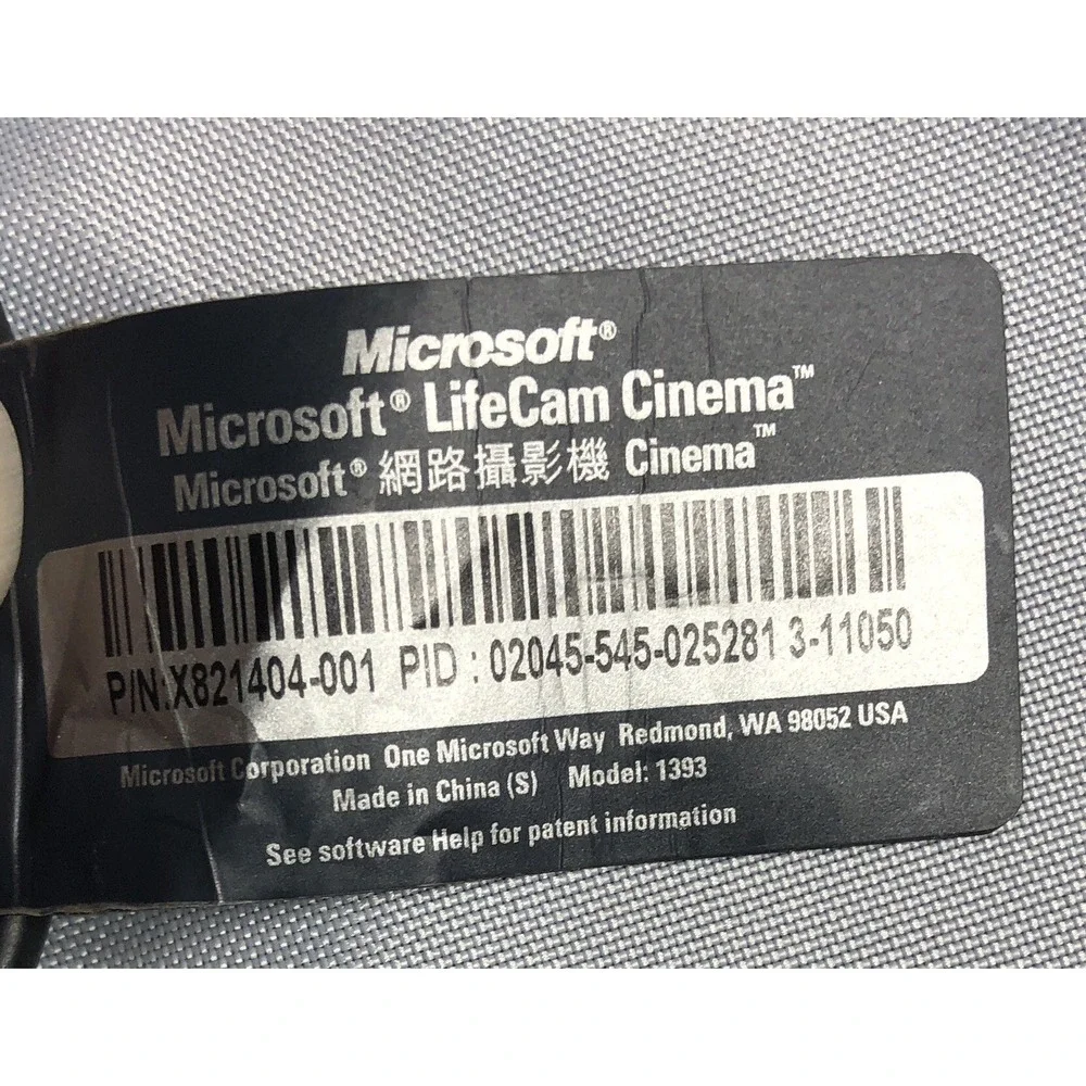 Microsoft LifeCam 1393 - Cinema HD Webcam, Black - X821404001 - Preowned